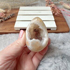 Beautiful Small Agate Druzy Egg Carving